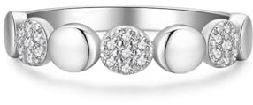 Ring Zeigefinger Damen, Promise Ring Frau Kreis Silber mit Rundschliff Labor Diamant Platin 950 Größe 63 (20.1)