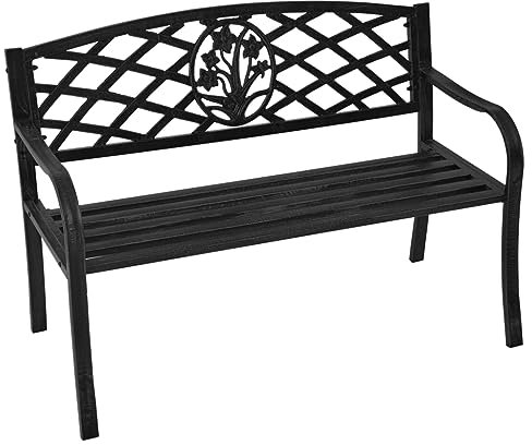 Gartenbank Bank St. Jones schwarz, verzinktes Metall 114cm