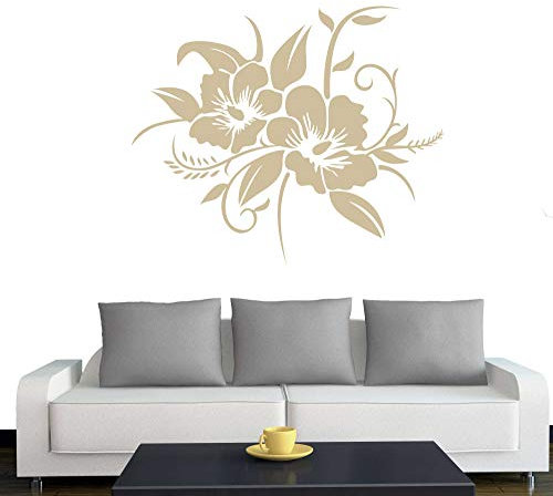 A690 Wandtattoo Hibiskusblüte 40cm x 33cm beige (erhältlich in 40 Farben und 4 Größen)