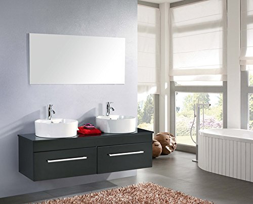 Badmöbel Badezimmermöbel Badezimmer Waschbecken Waschtisch Schrank Spiegel SetWasserhähne Enthalten 150 cm mod. Cardellino