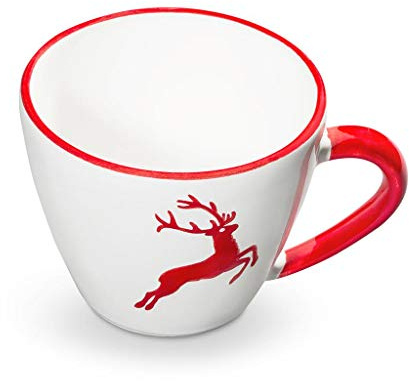 GMUNDNER KERAMIK Cappuccino Tasse Gourmet Füllmenge : 0.16 Liter rubinroter Hirsch Geschirr, handgemacht in Österreich