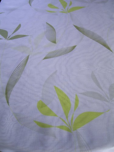 Gardinen Dekostoff weiß Blumen in grün und neongrün