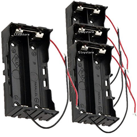 18650 Battery Case Holder, 4 Pcs 2 Slots x 3.7V DIY Battery Storage Box, in Parallel Black Plastic Batteries Case for 2 x 18650 Ltvystore