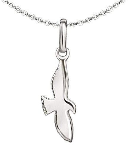 CLEVER SCHMUCK Set Silberner sehr Kleiner dezenter Damen Anhänger 15 mm Mini Adler fliegend Silhouette Kontur & feine Kette Anker 45 cm Sterling Silber 925 in Schmuckverpackung