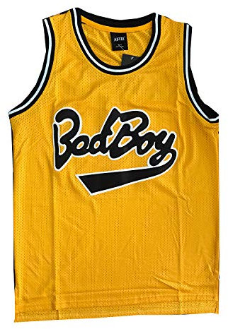 AIFFEE Badboy #72 Kleine Basketball Trikot S-XXXL Gelb, 90er Hip Hop Kleidung für Party, genähte Buchstaben und Zahlen
