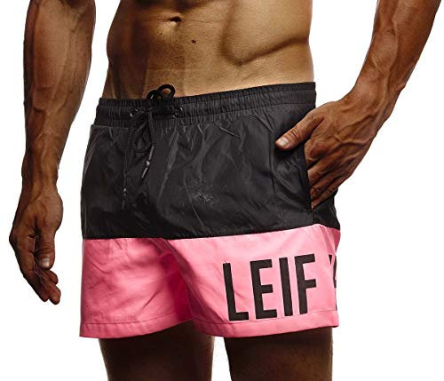 Leif Nelson Pantaloncini da Bagno Uomo LN-9240 Rosa Nera X-Large