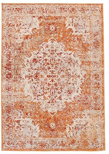 RugVista, Nadia, Teppich, Kurzflor Teppich, 160 x 230 cm, Rechteckiger, Modern, Oeko-Tex Standard 100, Polypropylene, Flur, Schlafzimmer, Küche, Wohnzimmer, Orange, Mehrfarbig
