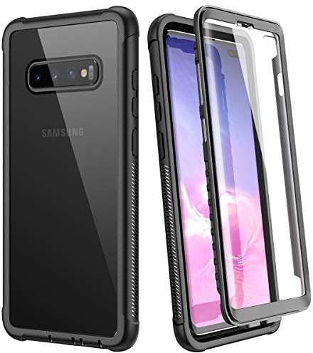WE LOVE CASE Samsung Galaxy S10 Plus Case, Built-in Screen Protector 360 Protection Full Body Slim Fit Rugged Clear Bumper Case Shockproof Dustproof Protective Phone Case for Samsung S10 Plus (Black)
