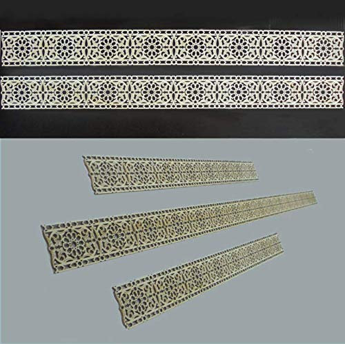 Zagora Dekorpaneele Bordüre mit Ornament Blüten - Holz - 4 Stück zu 50x5x0,3cm