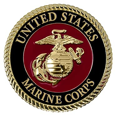 Military Gift Shop 2.25 USMC Medallion, Marine Corps Eagle Globe Anchor Emblem, Veteran Gift - Red, Gold, Black