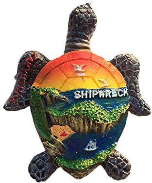 Zakynthos Shipwreck Greece 3D Turtle Refrigerator Magnet Souvenirs Handmade Resin Magnetic Stickers Home Kitchen Decoration,Greece Fridge Magnet Collection Gift