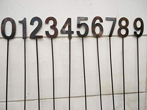 Edelrost Gartenstecker Haus Nummer Metall H150cm Gartenfigure 0-9 (0)
