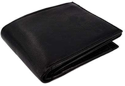 EANAGO Schwarze Herren-Geldbörse aus schwarzem Nappa-Leder, Querformat, mit RFID & NFC Schutz. 9 Kartenfächer, 2-Fach Geldscheinfach, 2 Ausweis-Fächer, Münzfach, 4 Innenfächer