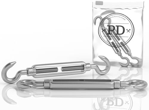 PD® Spannschloss M12 Edelstahl A4 (Haken-Haken) | Seilspanner Edelstahl ROSTFREI | Drahtseil Spanner mit Spannschraube | Drahtspanner Spannhaken für Segel Befestigung, Wäscheleine & mehr | 1 Stück