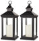 Bright Zeal 2-Pack 14 Decorative Candle Lantern Black Outdoor Lanterns with Timer Candles - IP44 Waterproof Vintage Lanterns Battery Powered LED Decorative for Wedding - Hanging Wall Lanterns Indoor