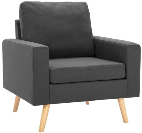 vidaXL Sessel Relaxsessel Sofa Polstersessel Einzelsofa Loungesessel Ruhesessel Fernsehsessel Stoffsofa Lounge Dunkelgrau Stoff Holzrahmen