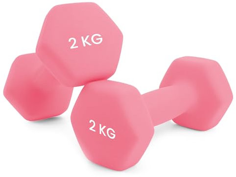 unycos - Kurzhanteln Neopren 2er Set von 2 kg, Rutschfest, Anti-Roll-Design, Bequemer Griff, Krafttraining, Fitness, Pilates, Training, Fitnessstudio, Gymnastikhanteln (Rosa)