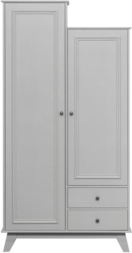 WOOOD Lily Asymmetrische Garderobenschrank Clay - 2 Türiger Kleiderschrank aus Kiefer Holz 190x98x41 cm