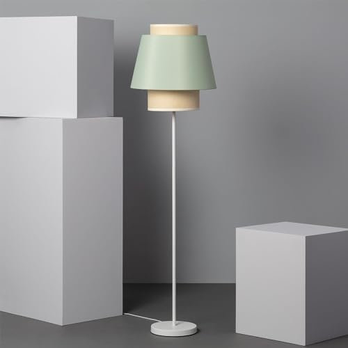 LEDKIA LIGHTING - Stehleuchte Chulu | Mediterranes Design | Stoffmaterial | E27-Fassung, 1460 mm x Ø400 mm, Grün, Textil