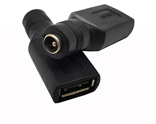Adaptador de corriente USB a CC, Traodin USB A hembra a CC 5.5 x 2.1 mm, conector de 5 V, adaptador de carga para PC portátil (2 piezas) (USB F/5.5 x 2.1 F)