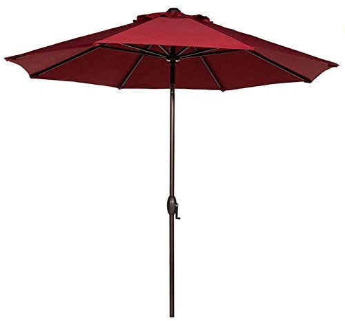 Sombrilla Redonda para jardín y Patio, sombrilla Grande para Mesa de Mercado, Mango de manivela de poliéster Sunbrella de 8.9 pies, 8 Costillas para cafetería, Bar, Parque, Playa, Pesca, Impermeable