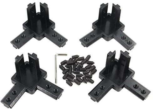 Befenybay 4PCS Schwarz 3-Wege-End-Eckwinkel-Verbinder mit Schrauben für 8 mm T-Nut-Aluminium-Strangpressprofil 4040-Serie (4040s-Schwarz)