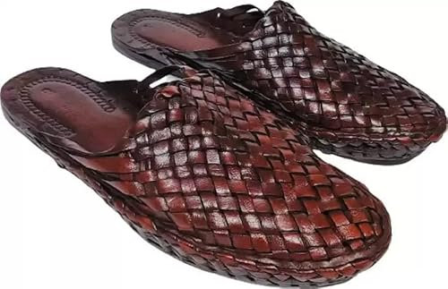 EthnicVibes Herren-Schuhe, handgefertigt, Kolhapuri, weiches Leder, flach, chappal, ethnisch, Jutti, Größe 40-47, HT70, 41 EU