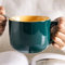 Arawat 600 ml Tasse Groß Müslischalen mit Henke XXL Kaffeetasse Gross Keramik Teetasse mit Löffel Kaffee Tee Müsli Becher Tasse Porzellan Groß Suppentassen Geburtstag Weihnachten Geschenk