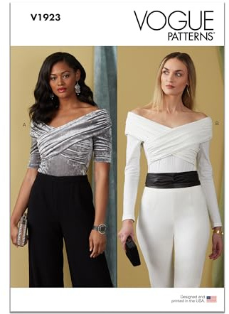 Vogue Patterns V1923B5 Misses' Off-The-Shoulder Bodysuit B5 (8-10-12-14-16)