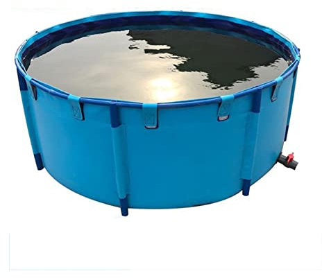 zklaseot Piscine Fuori Terra, Tondo Tela Laghetto for Pesci Piscina con Staffa in Metallo Grande Piegare Piscina for Bambini Vasca for Pesci for L'allevamento di Koi Agricolo, Facile da Installare