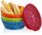 AVLA 4 Pack Poly-Wicker Bread Basket, 9 Woven Round Gift Basket, Imitation Rattan Fruit Storage Bowls, Stackable Handmade Serving Holder for Organizing Vegetables Snacks, Home Restaurant Hotel