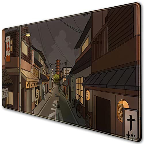 Tokyo Street at Night Kawaii Desk XXL Anime Gaming Mousepad and Keyboard Mat - 31.5''X15.7''