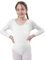 Balletttrikot für Mädchen, langärmlig, Rundhalsausschnitt, Tanztrikot für Mädchen, für Tänzerin, Gymnastik, weiß, 8 Jahre