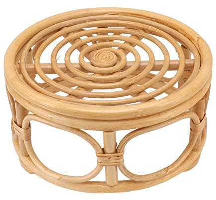 Support pour Plante Rond, Rotin Naturel Piédestal de Cercle Support Rond pour Plante Montante, Supports pour Pots de Fleurs pour Plantes D'intérieur, pour Décor de Table de Cuisine (L)