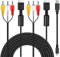 Xiatiaosann AV TV Cavo audio video RCA, cavo composito da AV a RCA per PS2, per PS3, con cavo di ricarica da USB-A a mini USB (2 pezzi, 6FT)