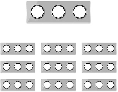 OneKeyElectro Set: 10х Garda Glas- Abdeckrahmen Set, Abdeckrahmen (3fach, waagerecht) für Lichtschalter oder Steckdose, Unterputz, matt- antifingerprint - grau