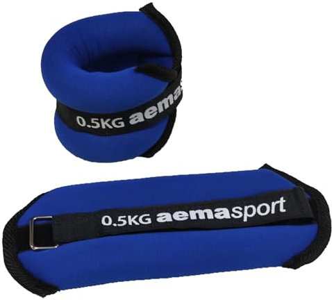 AemaSport Pesas Ajustables para Tobillos y Muñecas – Tobilleras con Peso Lastre – Lastres Tobillos para Fitness en Casa – Set de 2 Uds de 0,5kg. Perfectas para Entrenamiento de Piernas y Tobillos