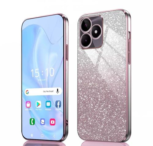 GOKEN Funda para Realme C53 / Realme C51 - Carcasa Antigolpes de Silicona Suave, con Bordes Electroplateados y Tarjeta con Brillo Integrada, Cover Case -Rosa Degradado