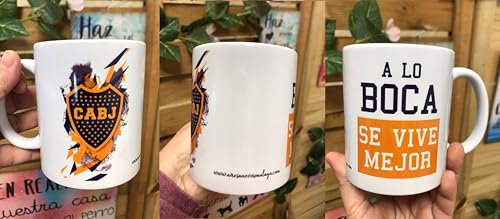 Taza de cerámica A LO BOCA SE VIVE MEJOR Boca Juniors. CABJ. Argentina. Original. Diseños propios. Personalizados.
