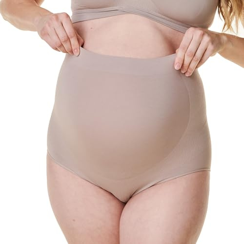 Bravado Designs moderskapstrosor, kvinnors över-bula hög midja sömlösa graviditetsunderkläder, Sand, XL
