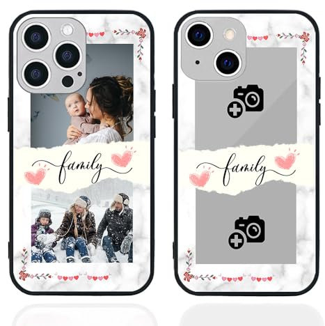 YOOCUSTOM Personalisierte Handyhülle für Apple iPhone 15 14 13 12 11 Pro Max Mini X XS XR SE 2022 7 8 Plus, Benutzerdefiniert Gehärtetes Glas Hülle mit Foto Bild Individuelle Schutzhülle (FAM102)