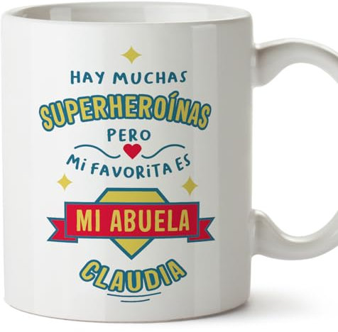 MUGFFINS Tazas Personalizadas para ABUELA - En Español - Hay muchas superheroínas - 11 oz / 330 ml - Regalo personalizable original y divertido