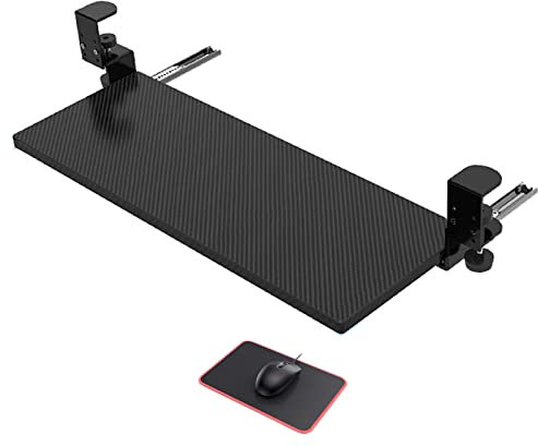Tastaturablage unter dem Schreibtisch mit Mauspad – 55/64/75 x 24 cm, ausziehbare Plattform-Schublade, Tastatur-Maus-Halter – stanzlos verschiebbare Tastaturablage mit Stabiler C-K