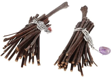 BESTonZON 8 Piezas Colgante de Escoba Accesorios Bruja Halloween Escoba Bruja Halloween Manualidades con Escoba de Bruja pequeña Escoba Artificial en Miniatura decoración Baile de Disfraces