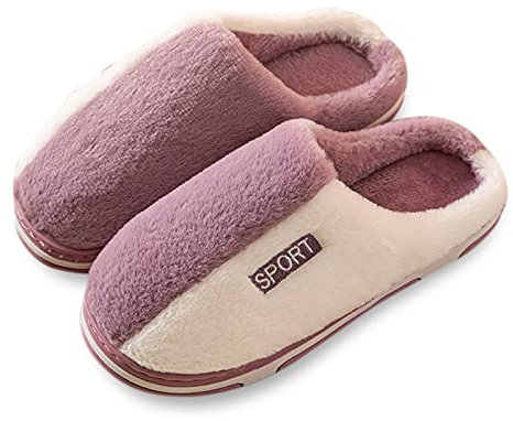 Pantofole da donna in memory foam con pelliccia riccia pelosa, leggere, traspiranti, calde, comode, in flanella, scarpe da interno, punta chiusa, resistenti all'usura, lavabili, Viola, 42 1/3 EU