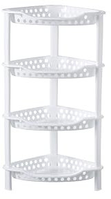 Triangle corner Shower Caddy 4 Tier Small | Bathroom Storage Holder Corner Organizer | Standing Shelf Rack Rustproof Bathroom Storage Unit|21(D)x 28.6(W)x 50.8(H)cm (White triangle caddy, S)