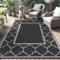 GENIMO Tappeto da Esterno,Tappeto Per Esterno Impermeabili Eeversibili Lavabili, Antipioggia per Terrazze,Giardini,Camper,Picnic,Balcone,Nero & Grigio,150x240cm
