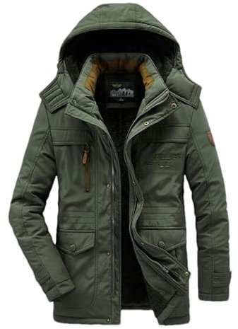 JXQXHCFS Parkas Veste coupe-vent à capuche coupe-vent en coton pour homme Veste d'hiver militaire Parkas décontracté polaire épaisse et chaude, Army En8, M
