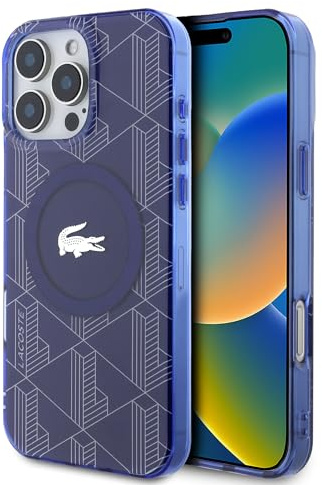 CG MOBILE Lacoste LCHMP16XUBSV Hülle für iPhone 16 Pro Max 6.9 Marine, IML Blend Monogram