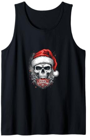 Heavy Xmas Totenkopf mit Weihnachtsmütze Ugly HoHoHo Ho Tank Top